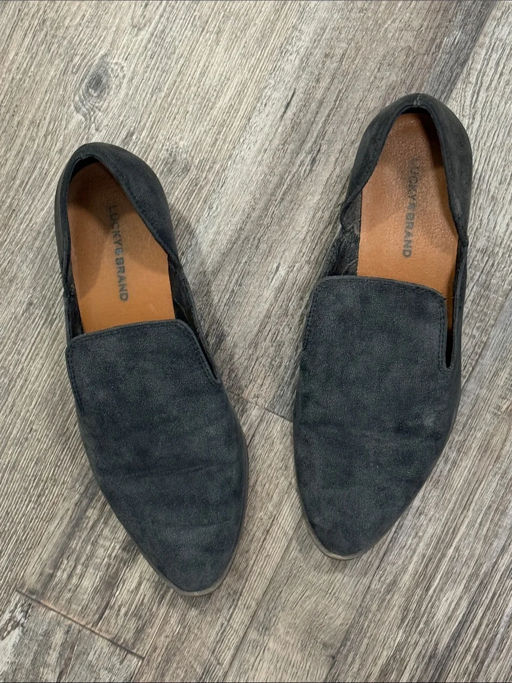 Lucky Brand Cahill Black Leather Flats Loafers Size 7.5